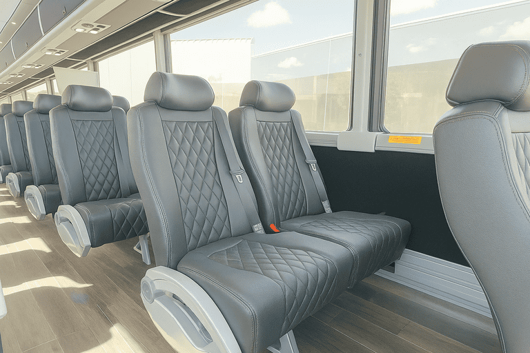 interior of Providence Shuttle Bus Rentals charter bus